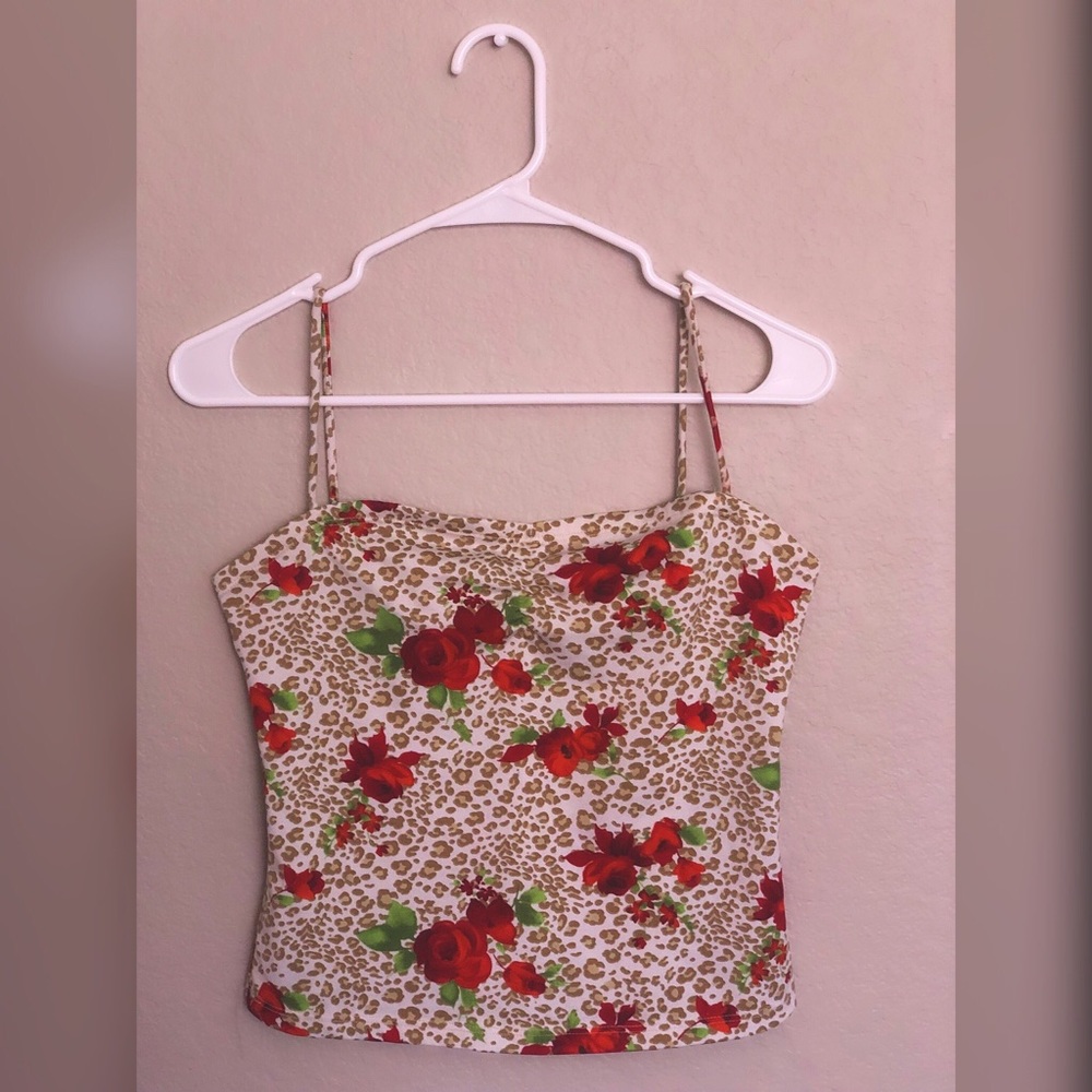 Floral and Cheetah Print Tank Top